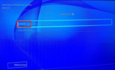 PS4 legt den DHCP-Hostnamen fest, ohne Optionen anzugeben