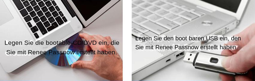 Booten Sie den Ziel-PC mit der erstellten Passwort-Reset-USB/CD/DVD.