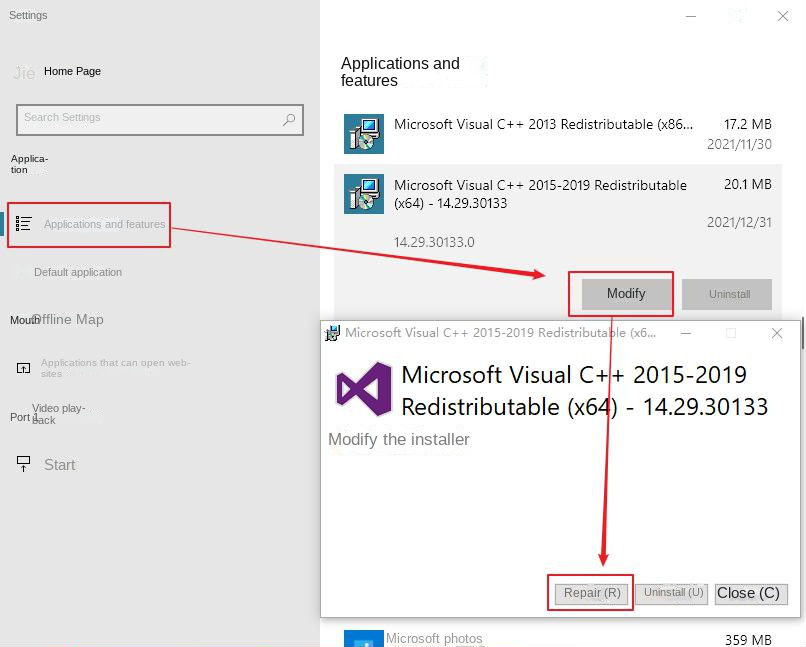 Visual C++ Modify Installer in Anwendungen und Funktionen finden