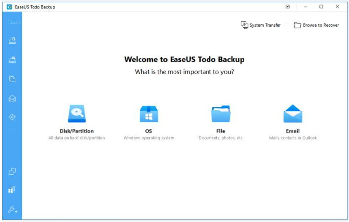 Benutzeroberfläche der EaseUS Todo Backup Software