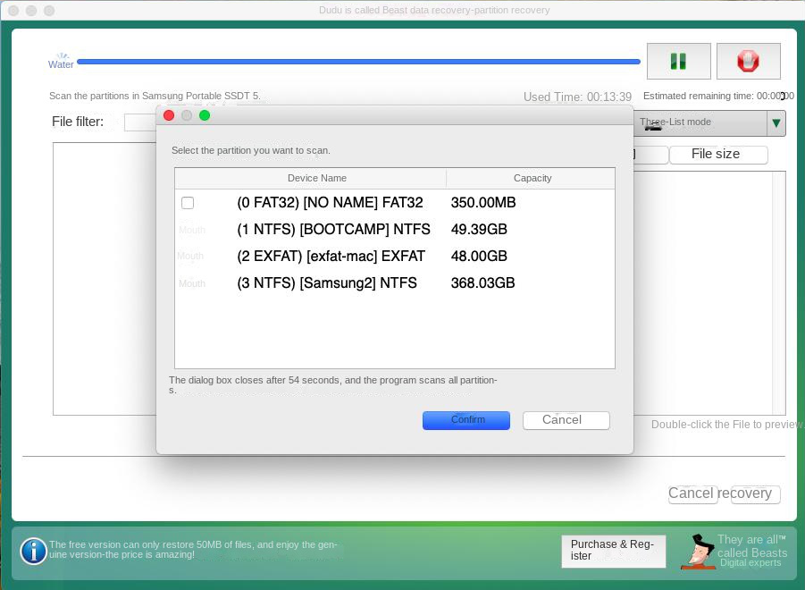 mac Partition zum Scannen auswählen