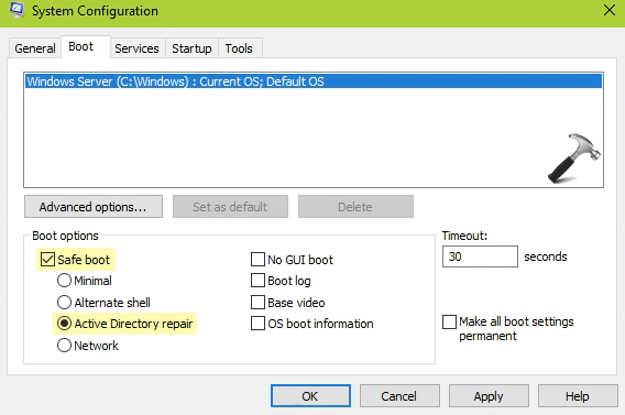 MSCONFIG Boot-Optionen auswählen