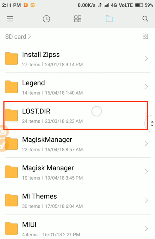 LOST.DIR auf Android