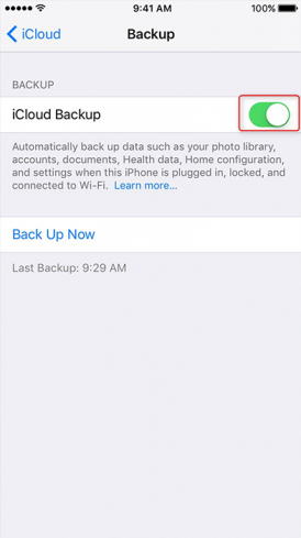 Aktivieren der Backup-Funktion im iphone mit icloud 2