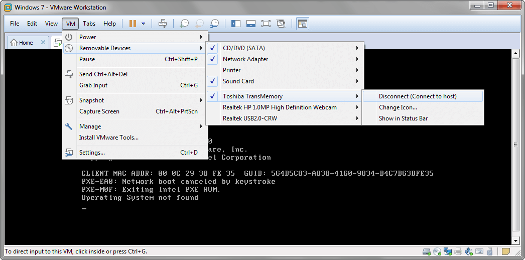 usb-platte in vmware abklemmen