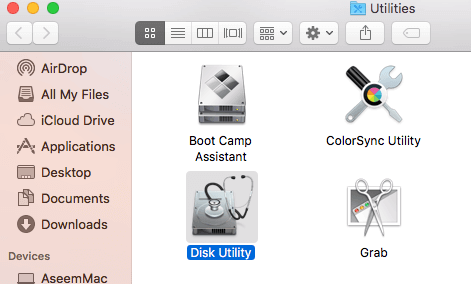 USB-Laufwerk in Mac OS verschlüsseln Festplattendienstprogramm in macos öffnen