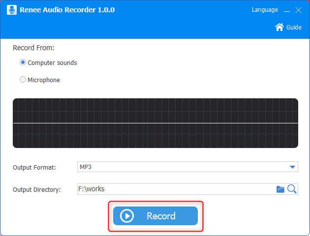 Aufnehmen von Computertönen mit dem Renee-Audiorecorder