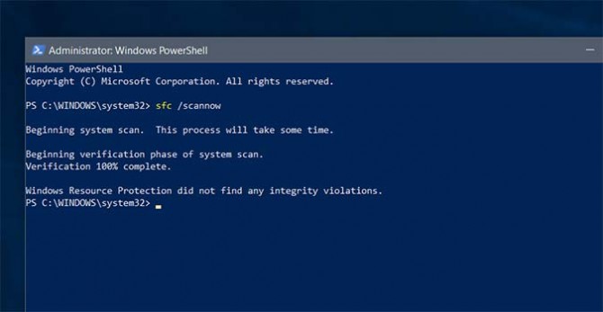 sfc /scannow in Powershell ausführen