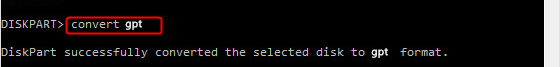 Geben Sie convert gpt in diskpart ein