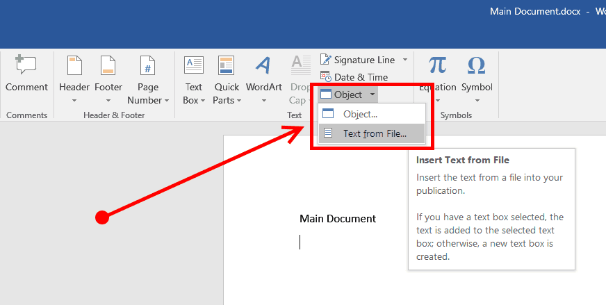 Objekt anklicken und Text aus Datei auswählen