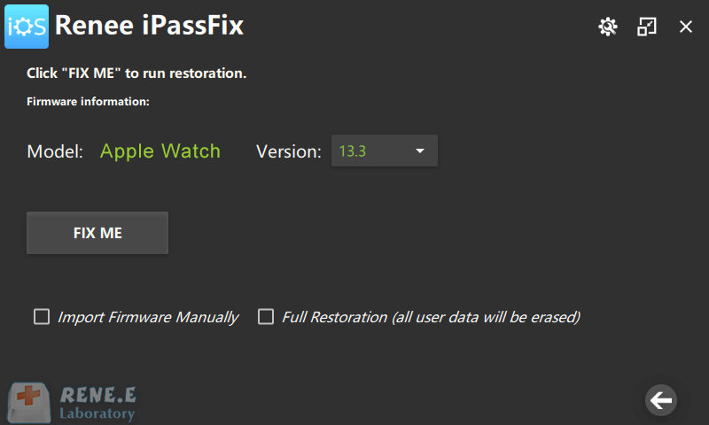 Klicken Sie, um die Apple Watch in ipassfix zu reparieren