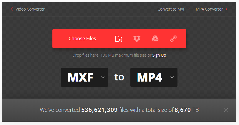 mxf zu mp4 konvertieren mit convertio