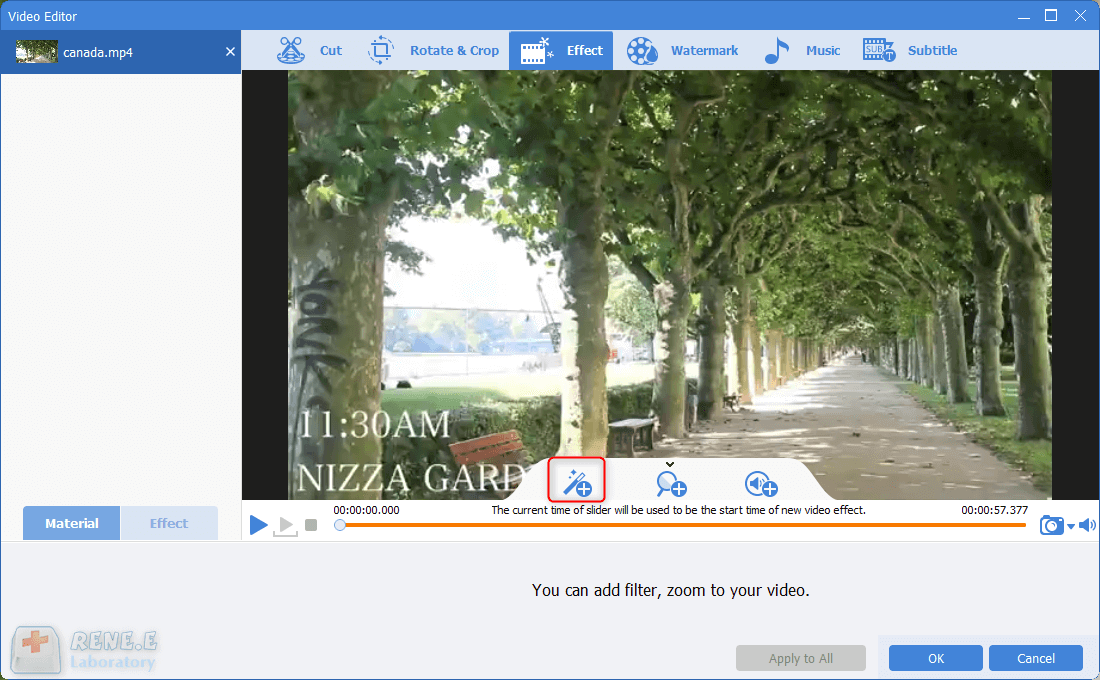 Klicken Sie, um Videofilter in renee video editor pro hinzuzufügen