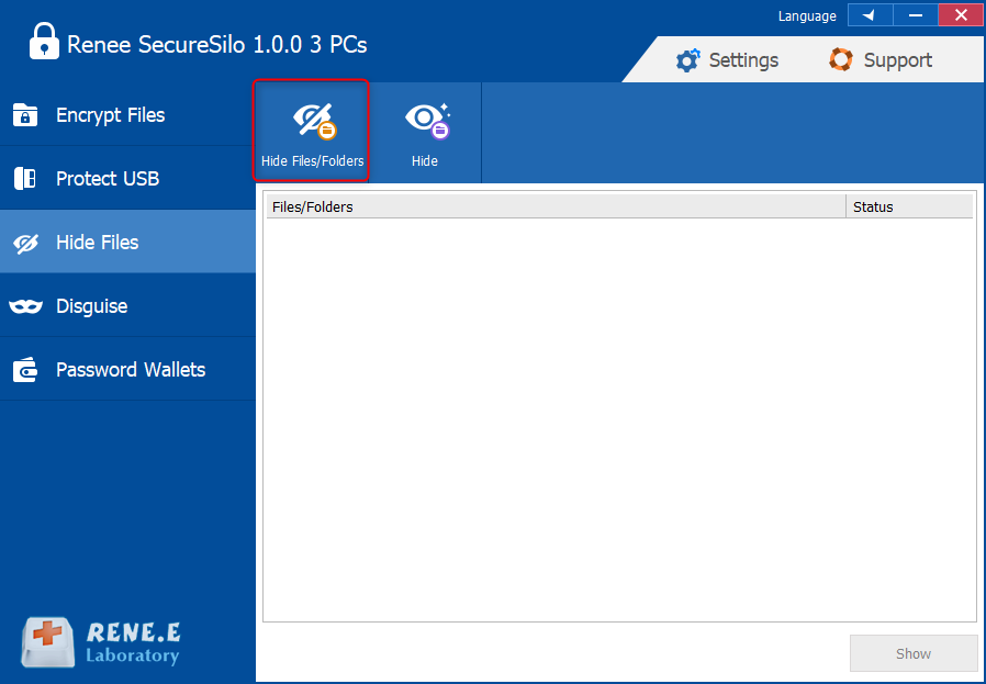 Klicken, um Dateien mit Renee Securesilo zu verstecken