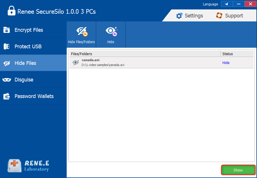 die versteckten Dateien in renee securesilo anzeigen