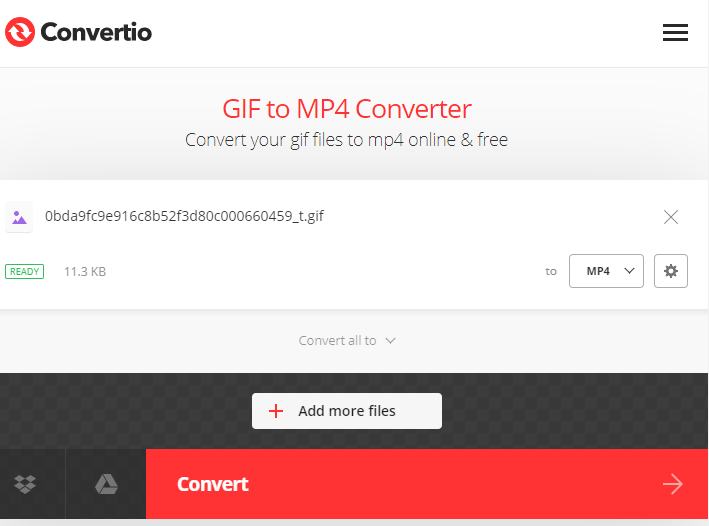 wie konvertiere ich gif in mp4 mit convertio