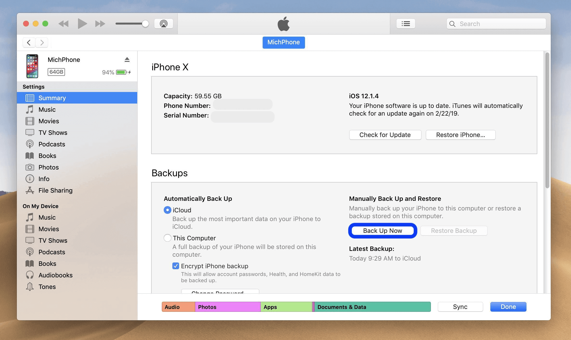 klicken, um iphone jetzt auf mac os zu sichern