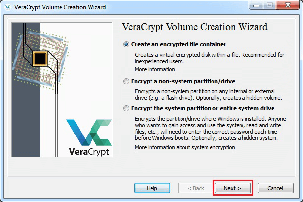 Verschlüsselten Datei-Container in Veracrypt erstellen