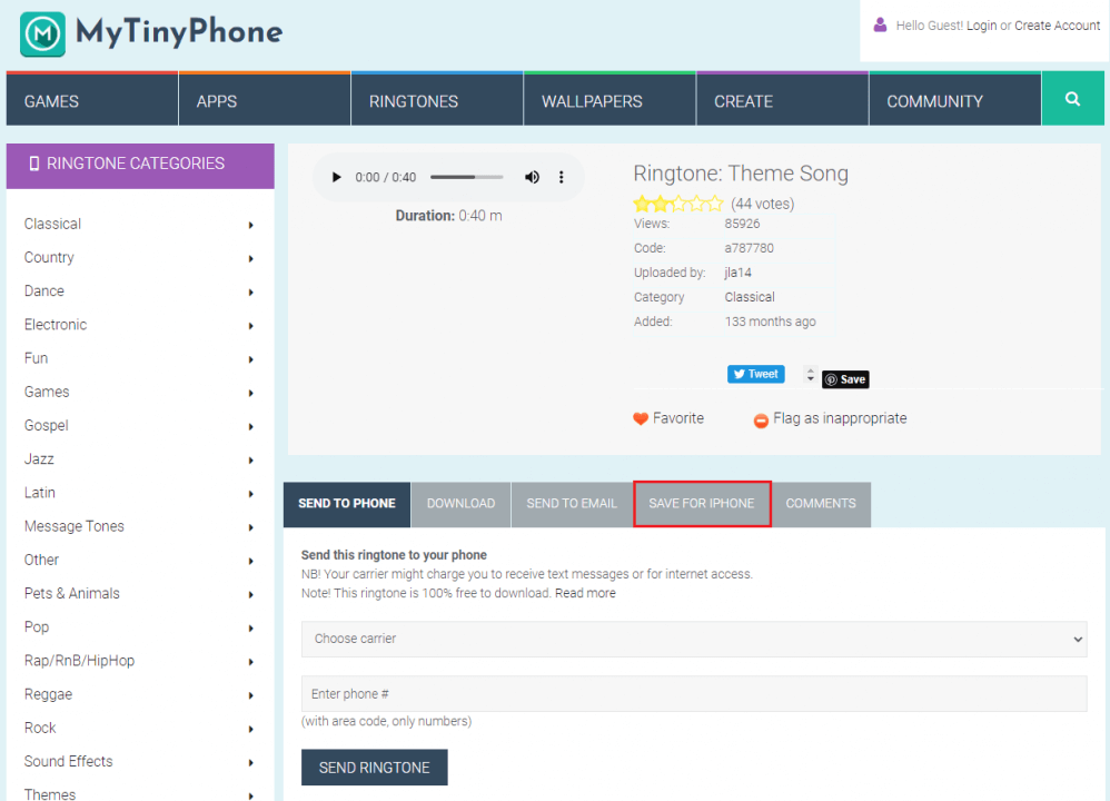 wie man kostenlose Klingeltöne für das iPhone auf mytinyphone erhält