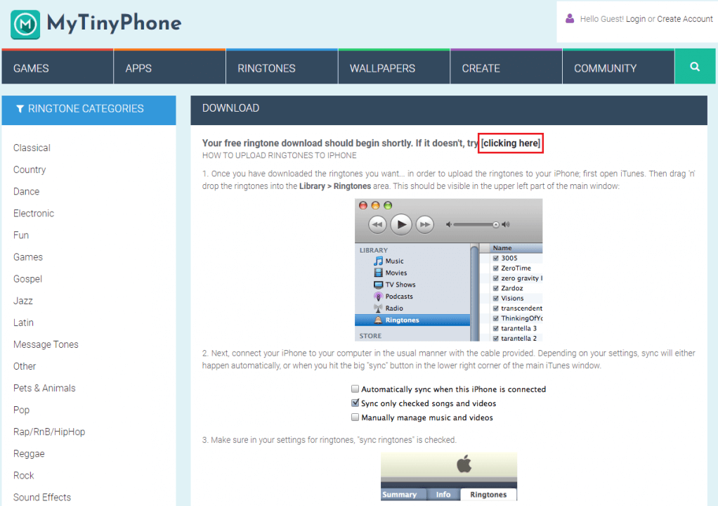 wie man kostenlose Klingeltöne für das iPhone auf mytinyphone erhält