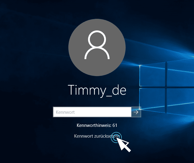Kennwort mit Windows 10 Kennwortrücksetzdiskette zurücksetzen