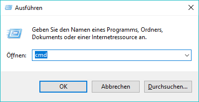 Drücken Sie Win und R, um cmd auszuführen.