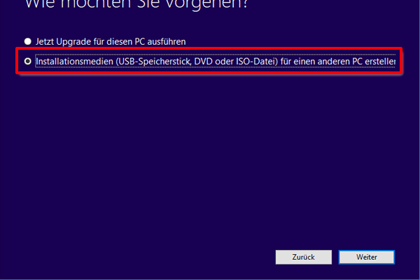 Windows 10 Installationsmedien erstellen