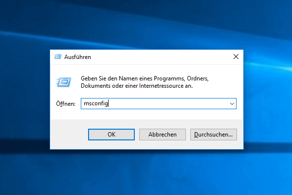 msconfig ausführen