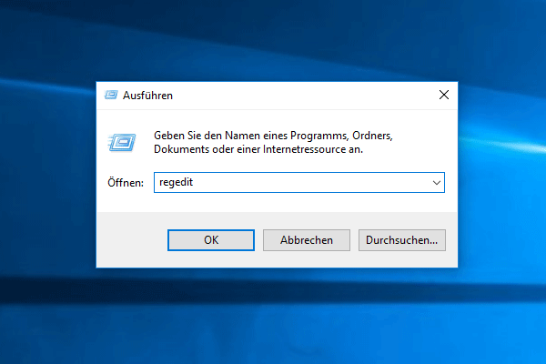 regedit exe ausführen und den Registrierungseditor öffnen