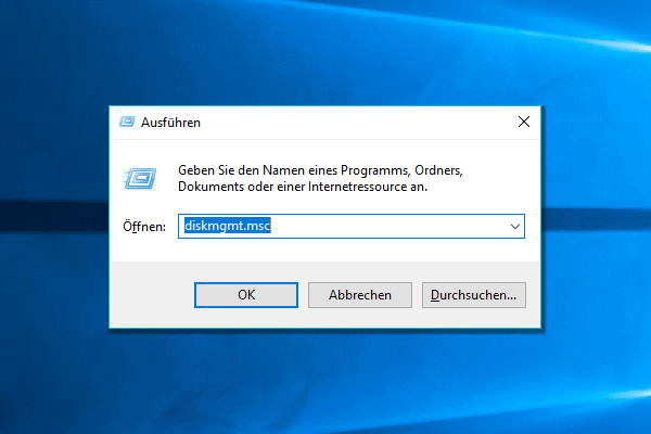 Datenträgerverwaltung ausführen