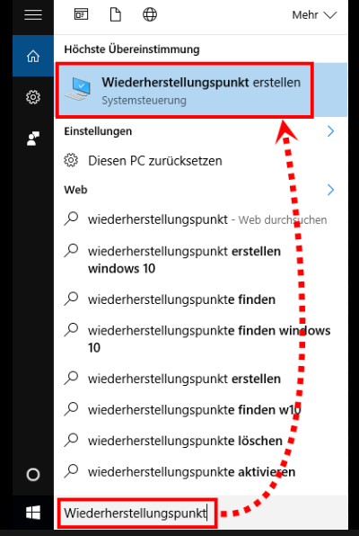 win 10 wiederherstellungspunkt erstellen