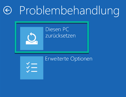 Wiederherstellen von einem Laufwerk in der Windows-Problembehandlung