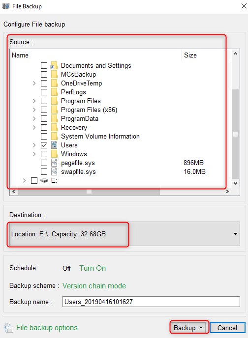 Wählen Sie die zu sichernde Datei in Renee Becca aus