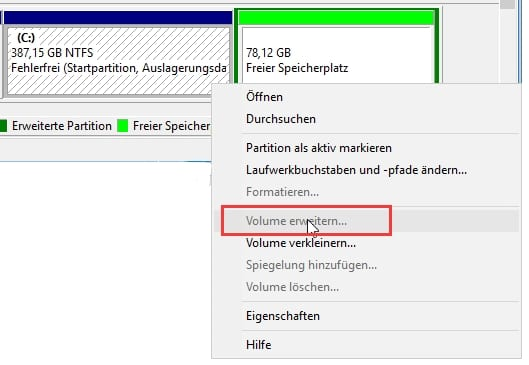 Erweitern der Lautstärke in Windows