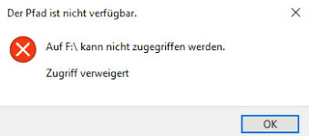 Kein Zugriff auf die Festplatte möglich