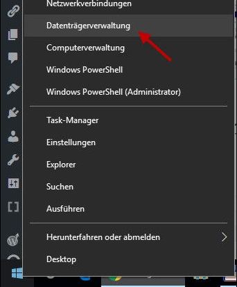 Windows Datenträgerverwaltung Rechtsklick Start