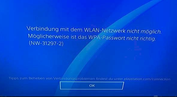 Es kann keine Verbindung zum Wi-Fi-Netzwerk NW-31297-2 hergestellt werden