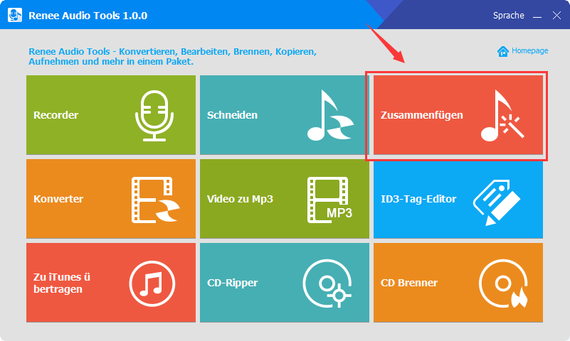 Wählen Sie die Funktion Joiner in den Renee Audio Tools