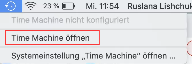 Time Machine MacOS eingeben