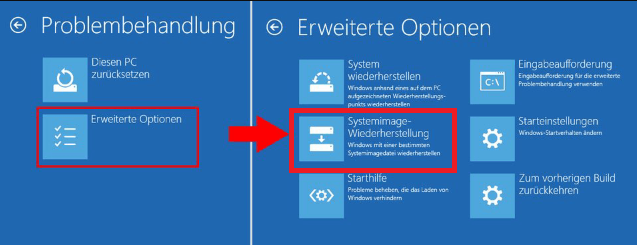 Einstieg in die Wiederherstellung von Systemabbildern in Winre