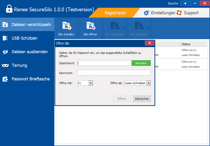 die gesperrten Dateien in Renee Secure Silo öffnen