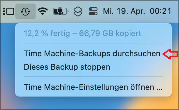 mac Zeitmaschine eingeben