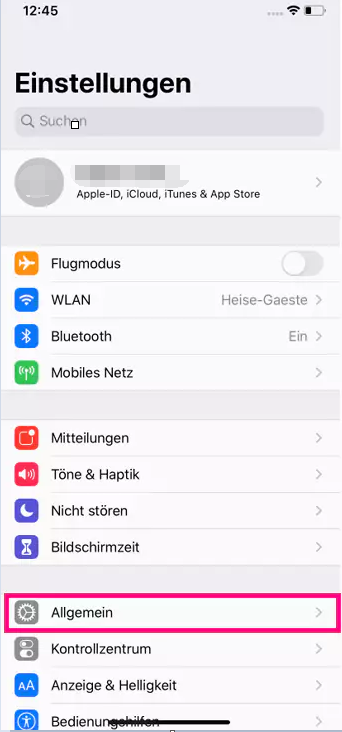 Gehen Sie zu iPhone Allgemein