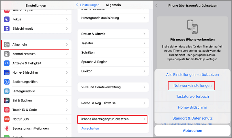 iPhone Netzwerkeinstellungen zurücksetzen