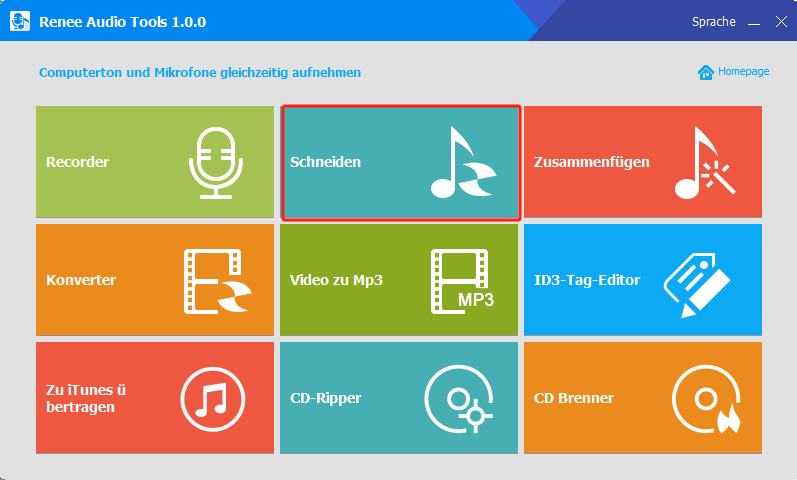 Bearbeiten von Musikcutter in Audiotools