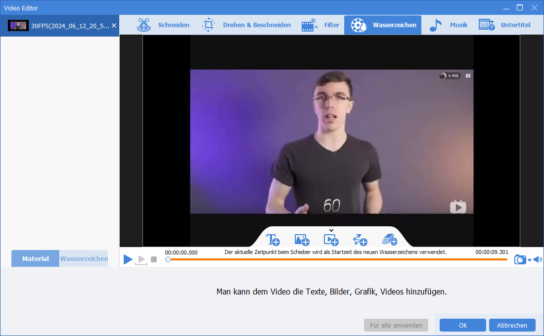 Watermark und Watermarkentferner in renee video editor pro verwenden